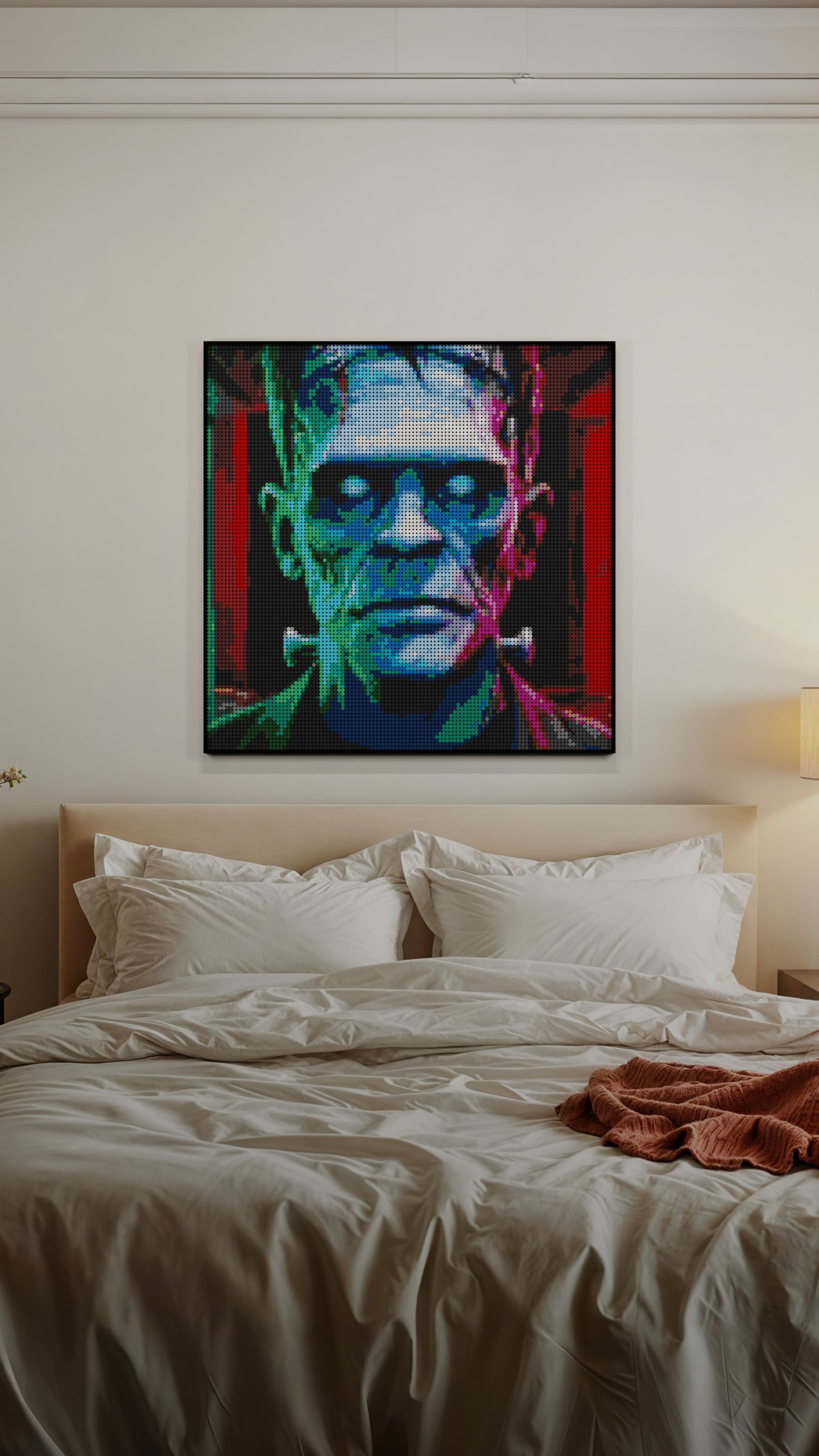 The Creation LEGO® Style mosaic wall art made from colorful plastic bricks
